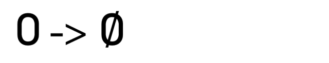 A slashed-zero variant next to the default zero in FontCreator.