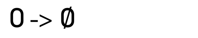 A slashed-zero variant next to the default zero in FontCreator.