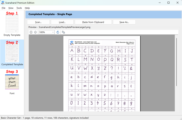 Scanahand completed template page