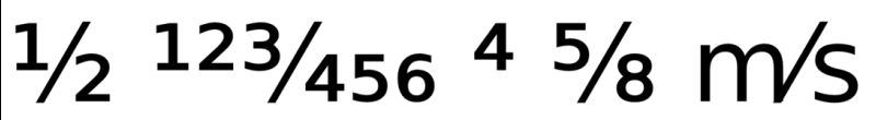 Text preview showing the common frac method mis-converting digits and the slash in m/s.