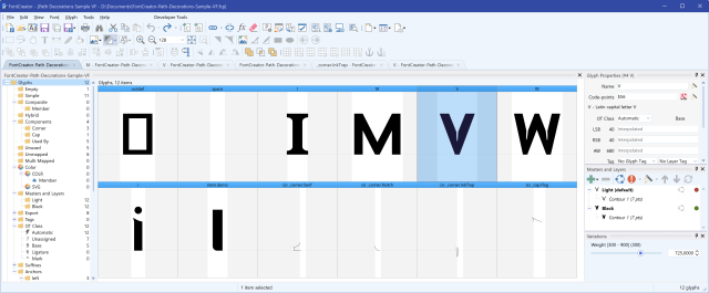 Variable font with ink traps.